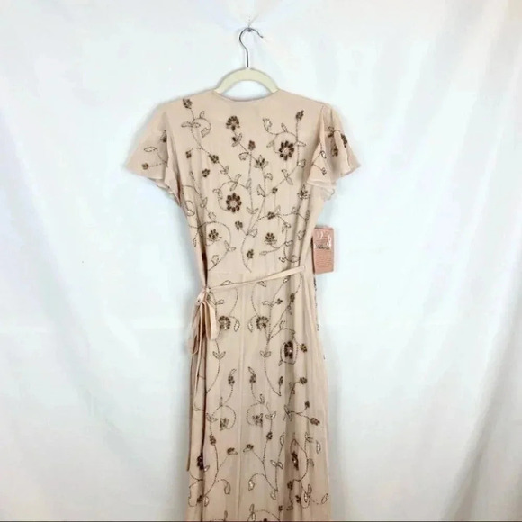 NWT Anthropologie BHLDN Plymouth Wrap Maxi Dress MOB Wedding Cocktail Cream Tan - Picture 8 of 11
